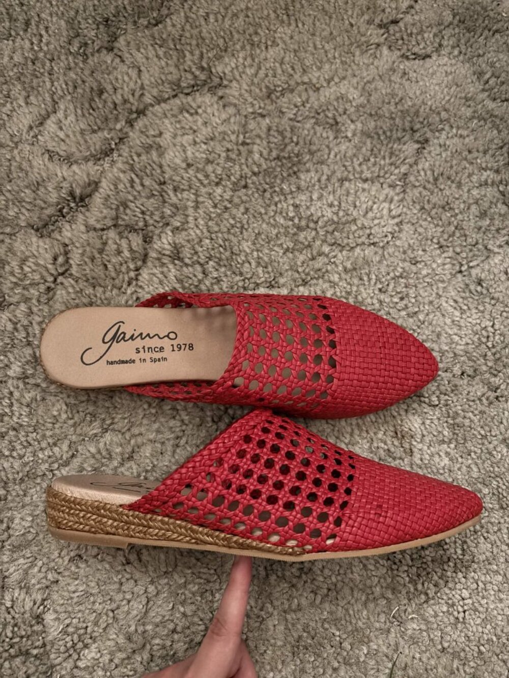 NWOT RED WOVEN MULES